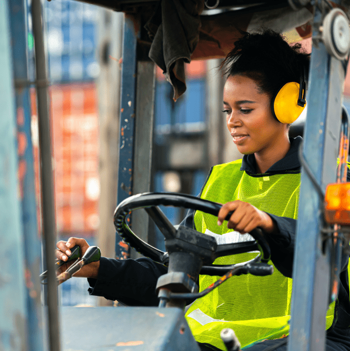 Person driving a forklift