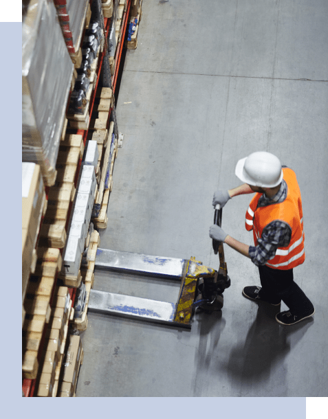 Person using a push forklift